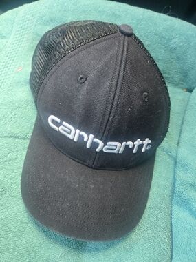 Carhartt Black Logo Mesh-Back Trucker Cap